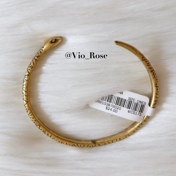Madewell Jewelry - Madewell Gold Snake Cuff Brass Open End Bracelet